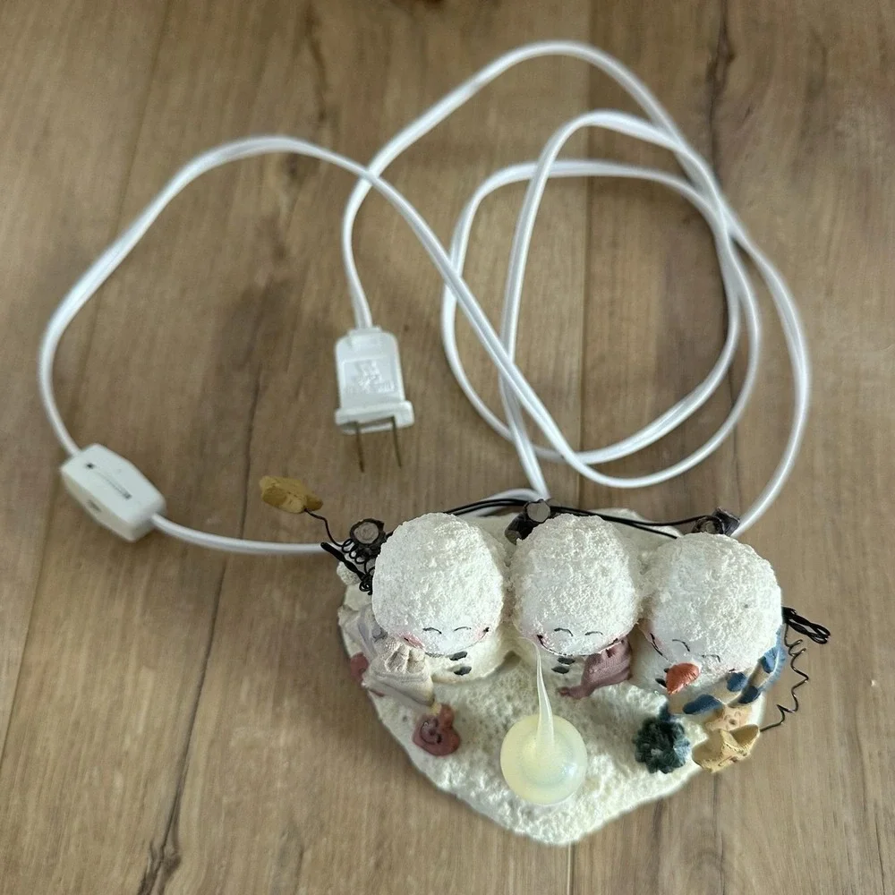VTG Crazy Mountain Snowman Figurine Night Light Lamp Winter Christmas‎ Plug In